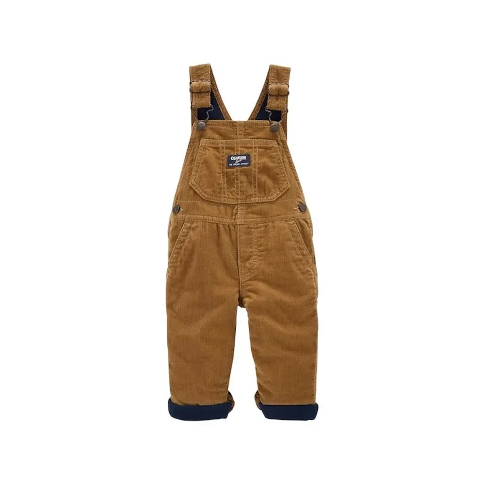 OshKosh B'gosh Brown Corduroy Lined Overall Sz 4T / 4